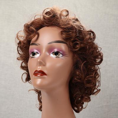 China Durable Women Brown Neat And Clean Loose Curly Wig Short Kinky Curly Split Afro Curly Wigs Wig for sale