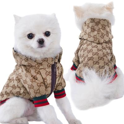 China Viable High-end Luxury Fashionable Big Small Dogs Pet Coat Clothes Brands Designer Clothes Hooded Jacket Dog Pet Clothes for sale