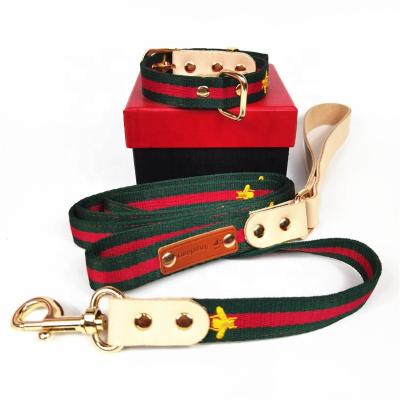 China Wholesale High-End Custom Luxury Custom Dog Genuine Leather Leash And Collar From Manufacturer for sale