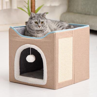 China Detachable Winter Cat Nest Supplies All-Season Sustainable Double-Layer Universal Heating Pet Bed And Washable for sale