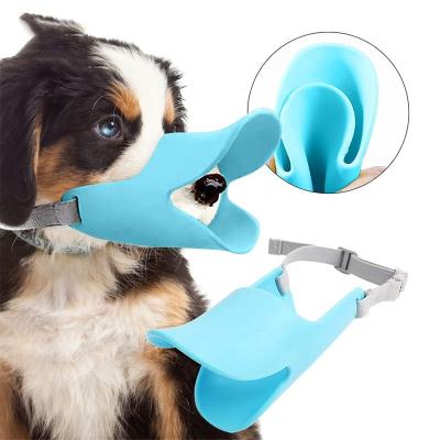 China Silicone Platypus Mouth Cover Soft Viable Pet Anti-biting Small Dog Adjustable Muzzle Safety Silicone Leather Dog Muzzles for sale