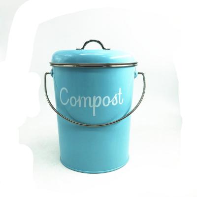 China Indoor Vintage Kitchen Scraps 1.3 Gal Compost Bin Bucket With Lid Smell Proof Kitchen Pail Recycling Caddy for sale