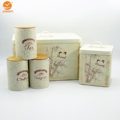 China Freshness Preservation 6Pcs Set Modern Galvanized Flour, Sugar, Coffee And Tea-Retro Mid Century Canister for sale