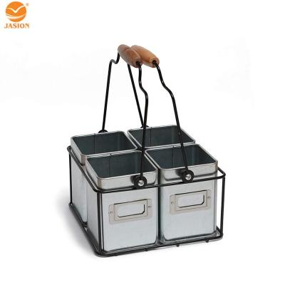 China Basket Office Viable Desktop Organizer Kids Tools Storage Utensil Metal Galvanized Tin Caddy Rack for sale