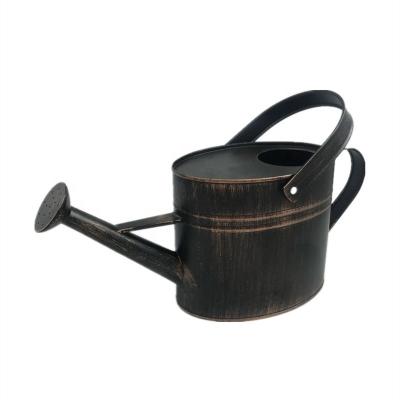 China Garden Watering Can JASION Garden Outdoor Oval Shape Metal Watering Bucket 3L Powder Antirust Antique Copper Coating Galvanized Steel Watering Can for sale