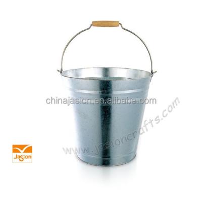 China Galvanized Steel Vintage Galvanized Metal Broom Bucket Nice Patina Old Flower Garden Decor for sale