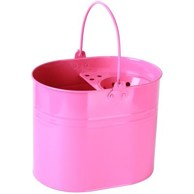 China Vintage Jasion Houseware 14L Metal Galvanized Steel Mop Bucket With Wringer For Home And Balcony for sale