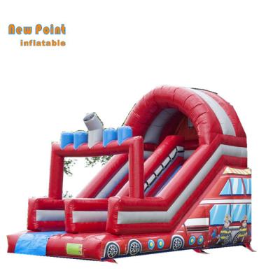 China Mini Outdoor Commercial Indoor Inflatable Fire Truck Slide For Kids for sale