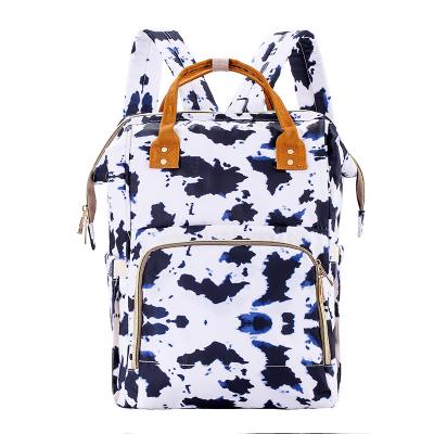 China Serape Anti-theft Hot Animal Mama Vintage Baby Backpack Bag Vintage Cow Printing Diaper Bag Waterproof Maternity Bags Large For Women for sale