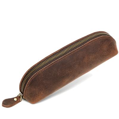 China Schools & Handmade Genuine Leather Pen Case Pouch Art Supplies College Office Pencil Holder Office Stationery for Unisex for sale