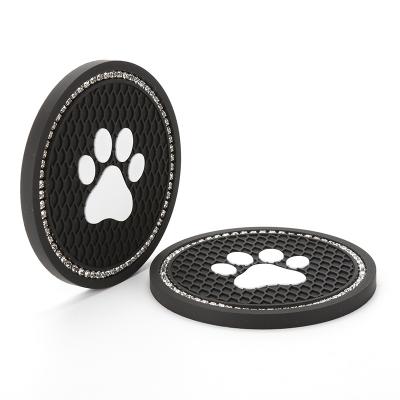 China Viable Paw Car Cup Holder Coasters Cat Paw Coaster Mat Accessories 2pcs/set SUV PVC Cup Stopper For Most Cars Trucks for sale