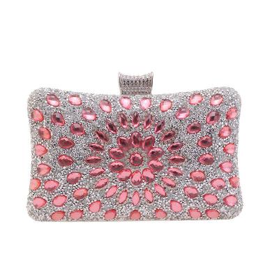 China PU+polyester Customized Free Shipping New Fashion Party Dinner Bag Crystal Diamond Banquet Ladies Clutch Bag for sale