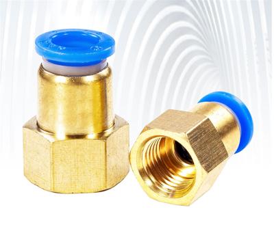 China Component 50PCS Pneumatic Connector Copper Brass Quick Straight Trachea Female Thread Quick Plug PCF12-04 for sale