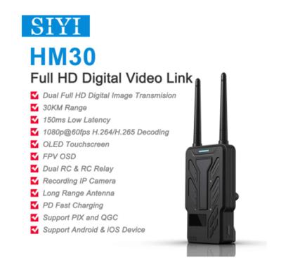 China Siyi HM30 Link Radio Systeem Zender Afstandsbediening Oled Video Touch Screen 1080P 60fps 150Ms Full Hd Digitale Video osd 30Km for sale