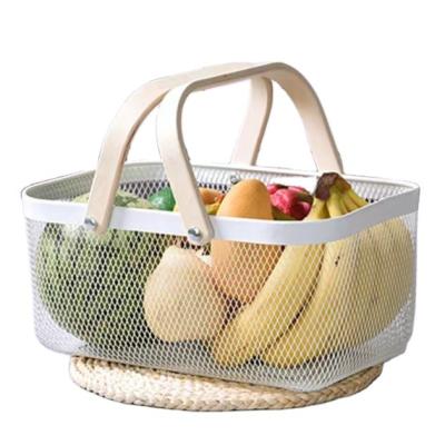 China Sustainable Home Portable Kitchen Iron Hand Fruit And Vegetable Storage Basket for sale