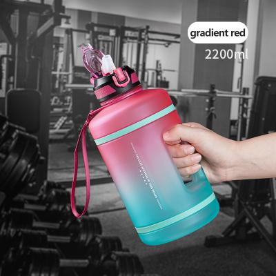 China 2200ML Multiple Stocked Class Flip Top Motivational Water Bottle Leak Proof, Fitness Gym Water Jug Say Away 1 Gallon Lipstick Water Bottle for sale