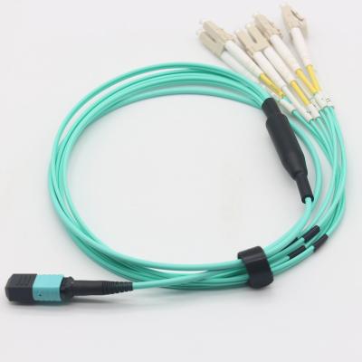 China ADC Center Fiber Optic Wire MPO LC OM3 8 Cores 3.0 1M Type B Fiber Patch Cable for sale