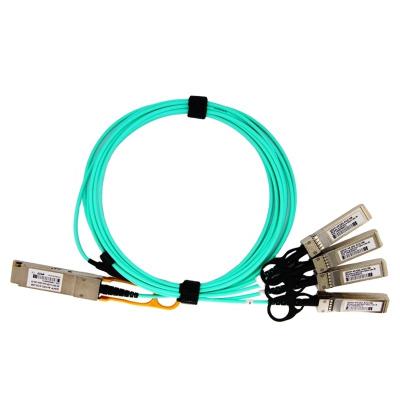 China FTTx 40G QSFP+ To 4SFP+ Active Optical Cable AOC10m Compatible Brand Switch QSFP+ 40G AOC Breakout Cable for sale