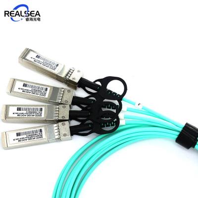 China FTTx 40G QSFP+ to Arista Juniper Dell Huawei QSFP-4X10G-AOC30M 4x10G SFP+OM3 Aqua Active Optical Cable Compatible for sale