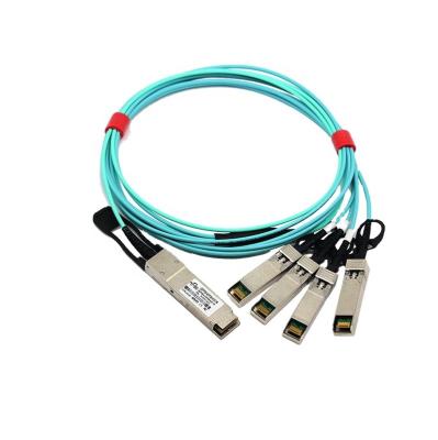 China FTTx 100G SFP 100G QSFP+ Active Optical Cable QSFP28-4xSFP28 AOC Cable To 4*25G SFP28 Active Breakout Fiber Optic Cable Data Center for sale