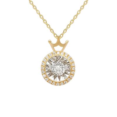 China Diamond Necklace Women Jewelry 18k Yellow Gold Chinese Dance Pendant Necklace Solid Gold 18K Fine Jewelry Crown FASHIONABLE for sale