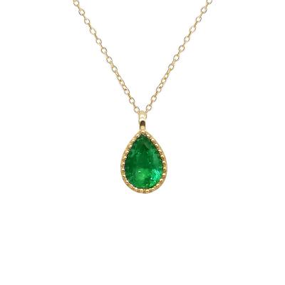 China Ethnic 18k Real Gold Jewelry Water Drop Elegant Bridal Emerald Necklace 18k Gold Natural Genuine Necklace for sale