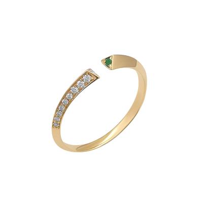 China Wholesale TRENDY 18k Real Gold With Natural Genuine Gemstone Open Ring Diamond Ring Fine Jewelry 18k Gold for sale