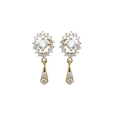 China Real Ethnic 14k Gold Wedding Jewelry With Natural Genuine Diamond Earrings 14k Gold Earrings for sale