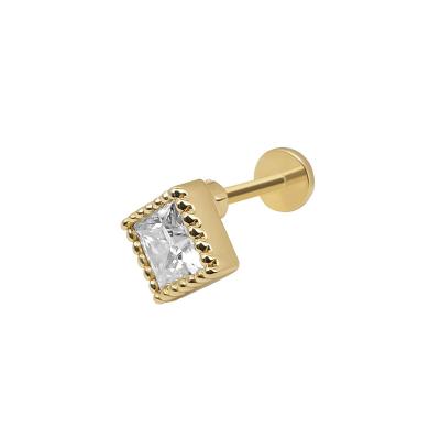 China Fashion TRENDY Screw Stud Earring Real Princess Moissanite 14K Gold Earring Back Studs for sale