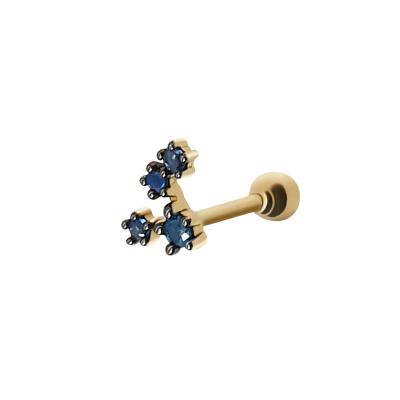 China Natural Solid Sapphire 14k Gold Stud Earring Fashion Ethnic Back Ear Screw Piercing Natural Stud Earrings for sale