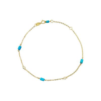 China CLASSIC Cheap Custom 14K Gold Turquoise AU585 Karat Gold Gem Stone Bracelet Fashion Natural Bracelet for sale