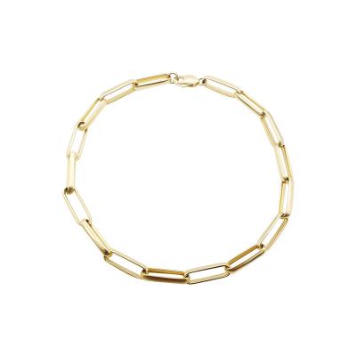 China Real 9K Gold Chunky Chain Link Bracelet 9k Solid Gold Trendy Genuine Bracelet Fashion Paper Clip Bracelet for sale