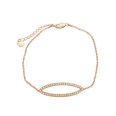 China Classic Trendy Diamond Paved Charm Bracelet Real 18K Gold, Single Chain Link 18K Rose Gold Solid Bracelet for sale