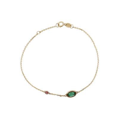 China Wholesale Au585 Style Simple Elegant Sapphire Ruby Bracelet Women Jewelry 14k Gold Carat Gold Real With Emerald Bracelet for sale