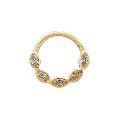 China Body Jewelry AU585 14k Solid Gold Nose Ring Fashion Cute Zircon Stone CLASSIC Fine Jewelry Lower Price and Good Quality for sale