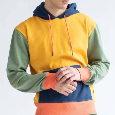 China Wholesale custom anti-pilling men's hoodie color block pullover cotton oversized sweatshirt for men for sale