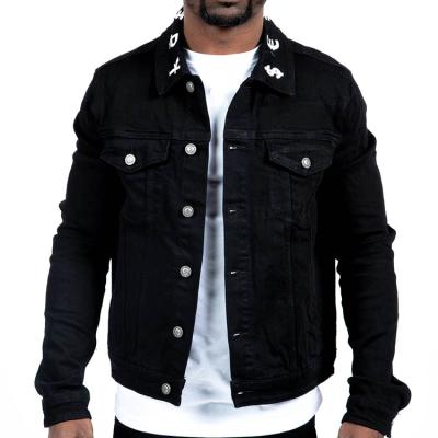 China Custom size lattice white black man plus size large logo coated denim jacket men wholesale for sale