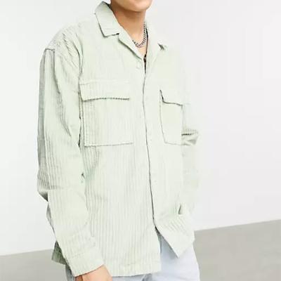 China Anti-wrinkle Mens Shirts Long Sleeves Oversized Corduroy Mens Shirts With Button for sale