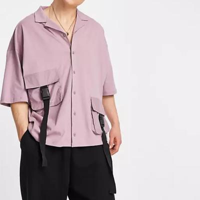 China Custom Made Anti-Wrinkle Mens Shirts Oversized Short Sleeves Shirts For Man With Cargo Pocket for sale