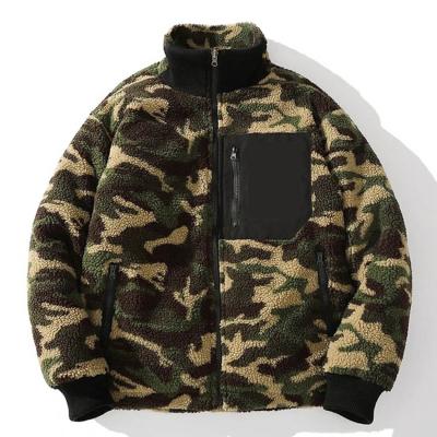 China Dongguan Huilin Clothing Army Green Camouflage Faux Fur Sherpa Fleece Breathable Winter Coats Outdoor Jackets For Men for sale