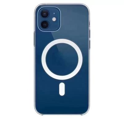 China Magnetic Clear Transparent Acrylic Radio Charger Cover Mobile Phone Charging Shockproof Shockproof Phone Case for iPhone 12/13 pro max for sale