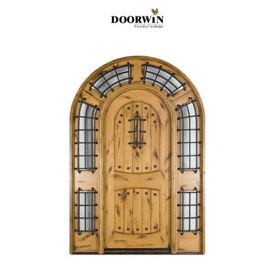 China Exterior decoration door mahogany solid wood front entry door with open sidelites door for sale