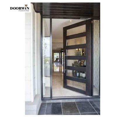 China Sound Insulation USA Villa Main Entry Door Modern Design Pivot Wood Doors With Sidelights 2 Buyers for sale