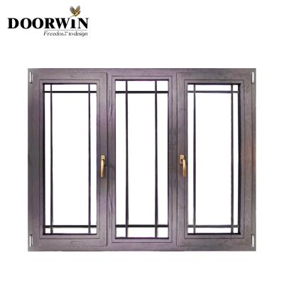 China Low-E Grill Australia Swing Design Sound Standard Energy Saving Glass Opening Aluminum Clad Wooden Casement Door And Wind Proof for sale