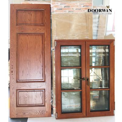 China Swing Doorwin Grill Design Wood Aluminum Material Thermal Break Arched French Casement Glass Home Windows for sale