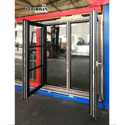 China European Standard New York Swing Mosquito Repellent Swing Open Style Casement Patio Doors for sale