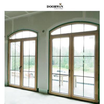 China Good Performance Modern Good Quality Shatterproof Glass Aluminum Cladding Protected Wooden Doors for sale