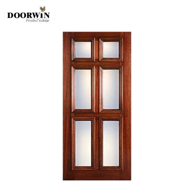 China Modern High End Insulation Wooden Wind Resistant Tempered Glass Wooden Door for sale