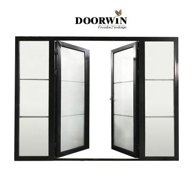 China Heat Insulation China Manufacturer Swing Open Exterior Black Metal French Door Panel with Hardware Kit Exterior Door for sale