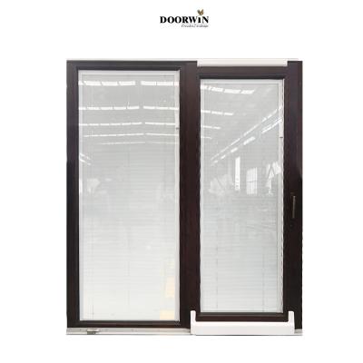 China Popular decoration in North America double tempered glass 16mm narrow frame hardware solid wood triple glazed sliding doors windows for sale